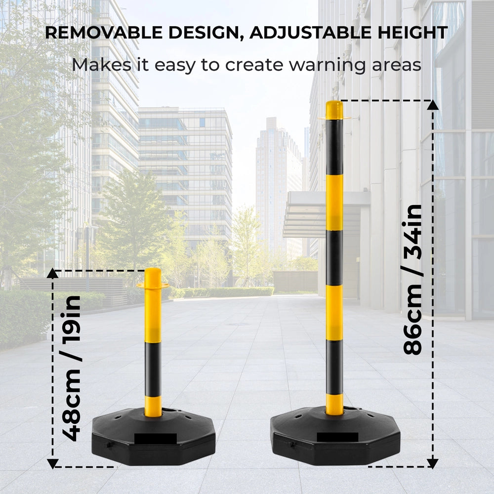 Set of 2 Delineator Posts with Chain | Yellow and Black Barrier Set