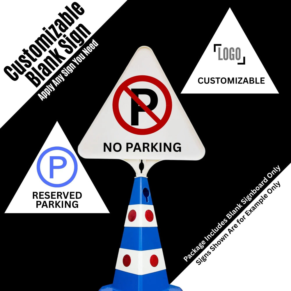 Triangular Blank Sign Plate for Traffic Cones | White Plastic Warning Board
