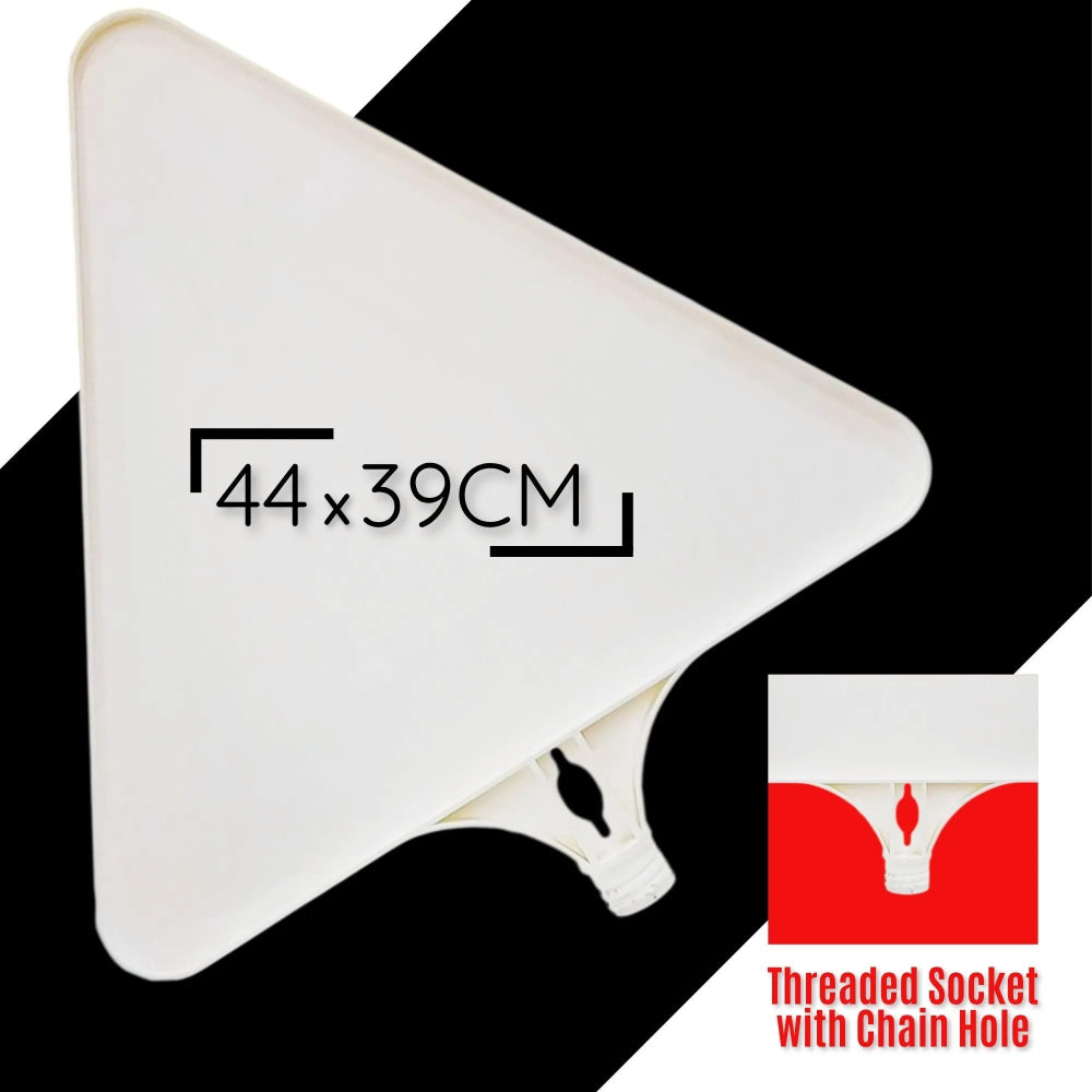 Triangular Blank Sign Plate for Traffic Cones | White Plastic Warning Board