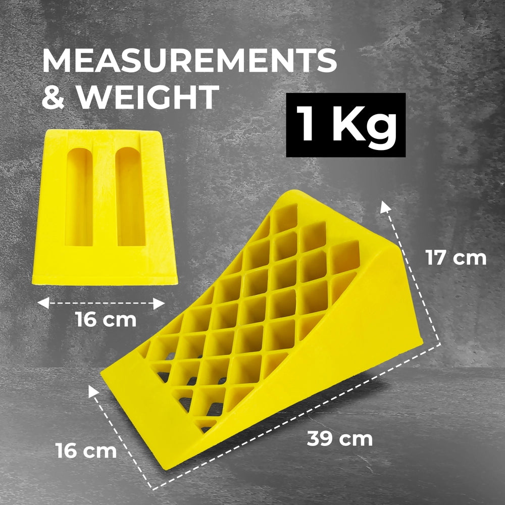 Wheel Chock Yellow 39CM | Anti-Slip Honeycomb Parking Block with Handle