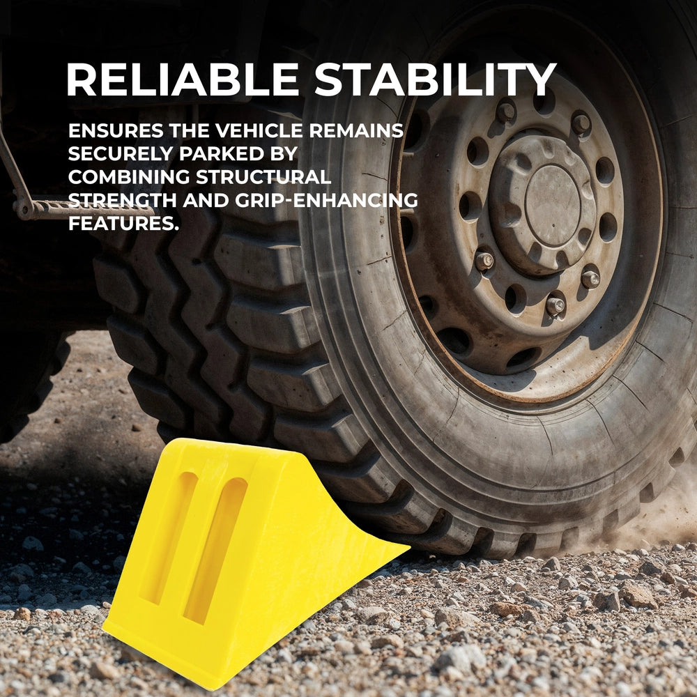 Wheel Chock Yellow 39CM | Anti-Slip Honeycomb Parking Block with Handle