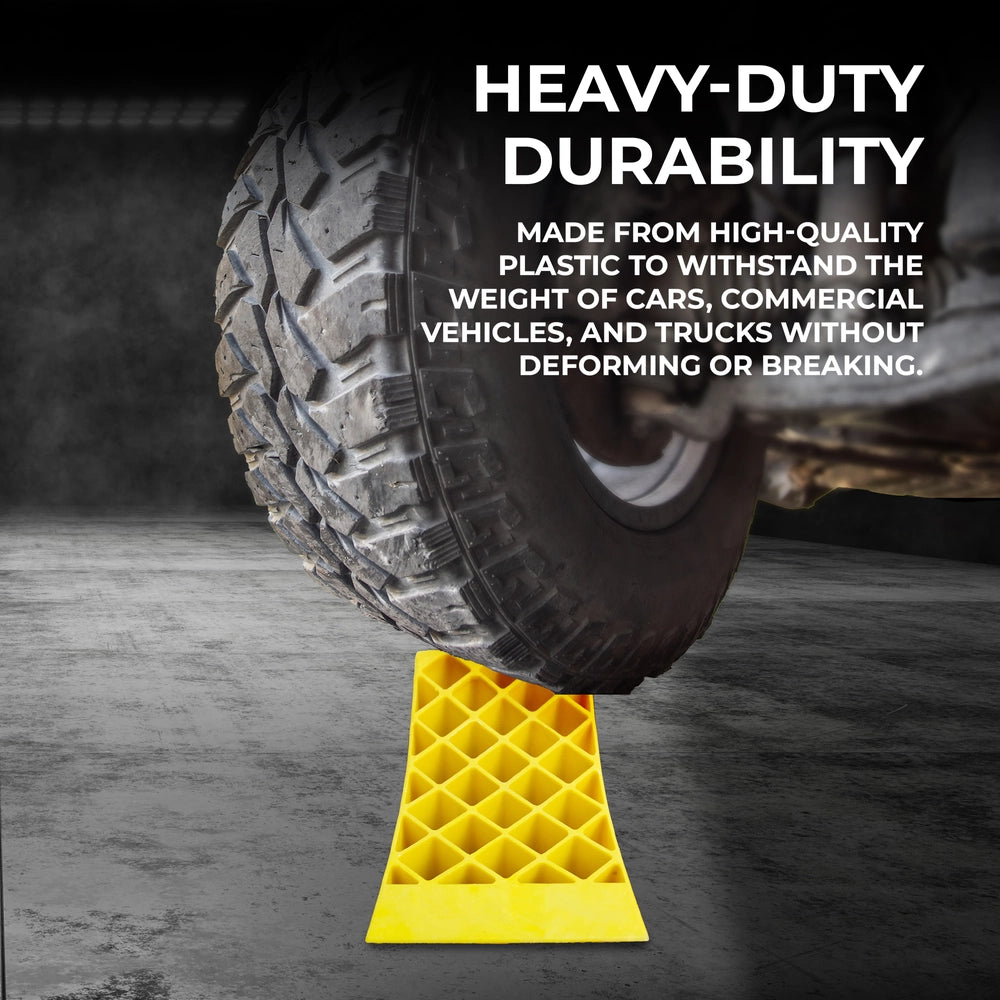 Wheel Chock Yellow 39CM | Anti-Slip Honeycomb Parking Block with Handle