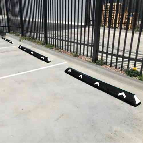 Heavy-Duty 183CM Wheel Stop | Recycled PVC Parking Curb with White Reflective Strips
