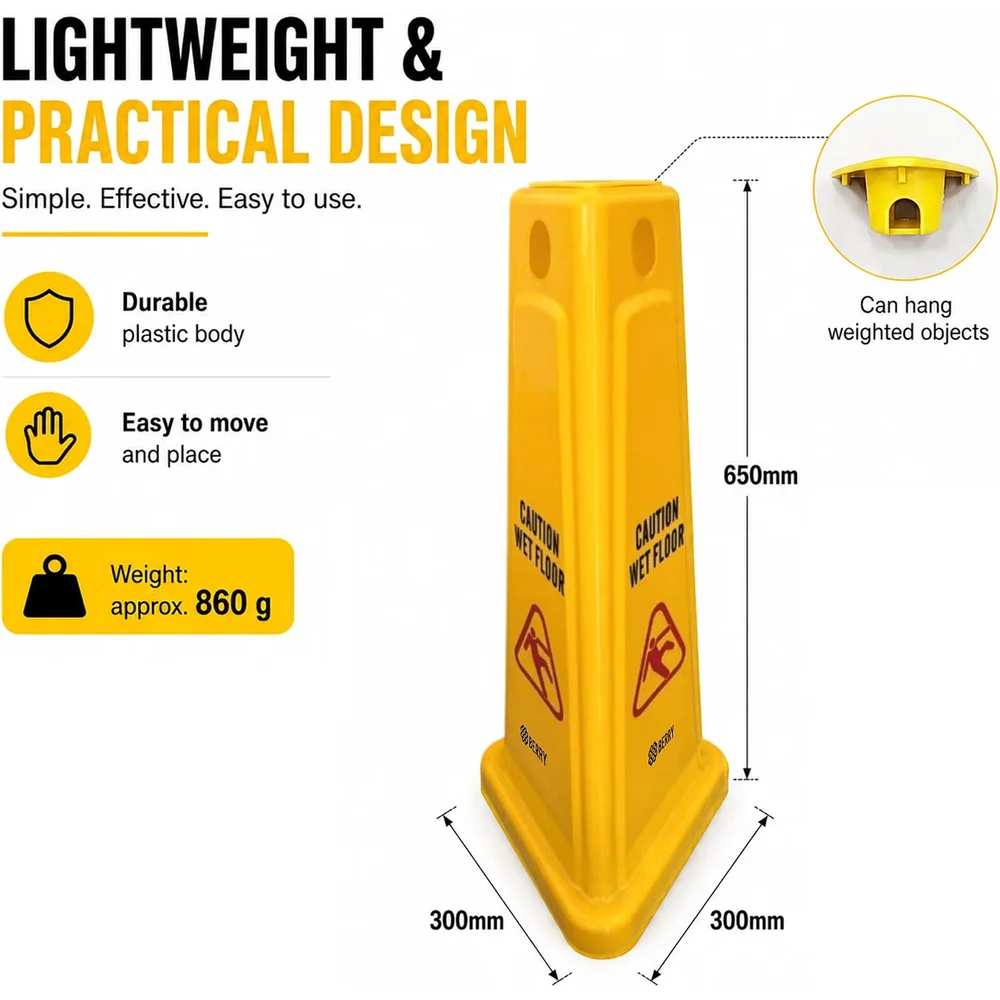 Berry 65CM Yellow Caution Wet Floor Cone