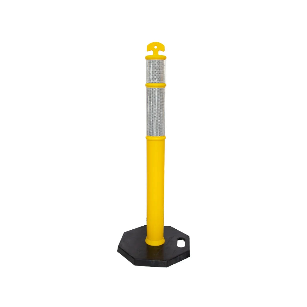 110CM Delineator Post with T-Top | Yellow Traffic Bollard with Rubber Base