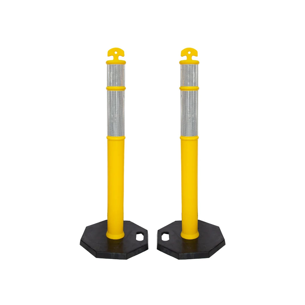 110CM Delineator Post with T-Top | Yellow Traffic Bollard with Rubber Base