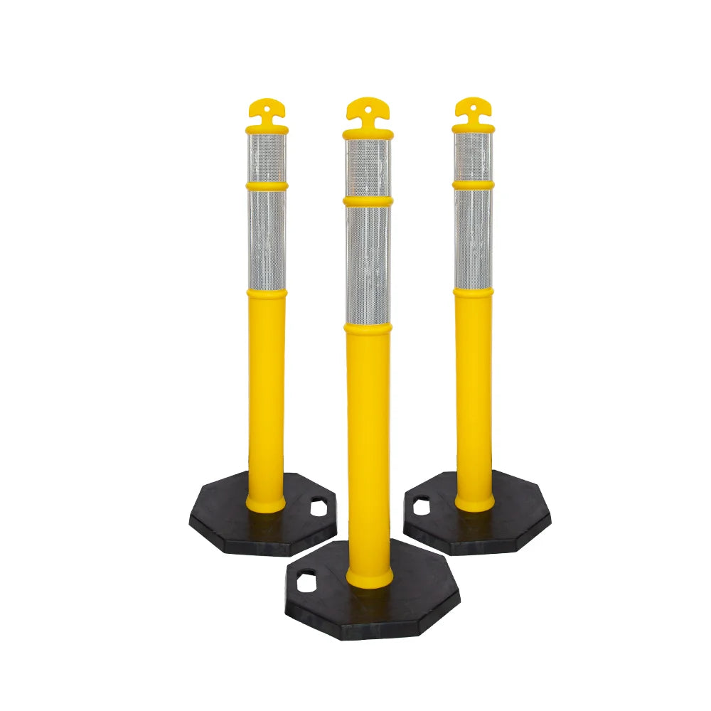 110CM Delineator Post with T-Top | Yellow Traffic Bollard with Rubber Base