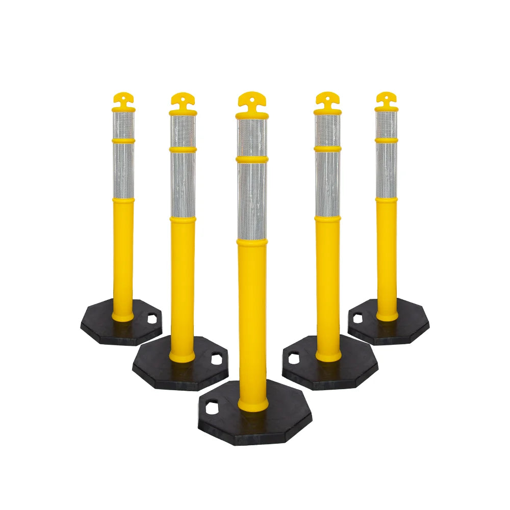 110CM Delineator Post with T-Top | Yellow Traffic Bollard with Rubber Base