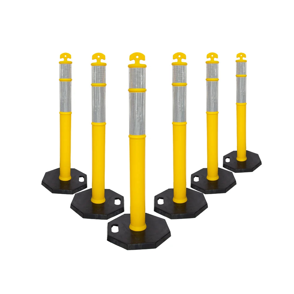 110CM Delineator Post with T-Top | Yellow Traffic Bollard with Rubber Base