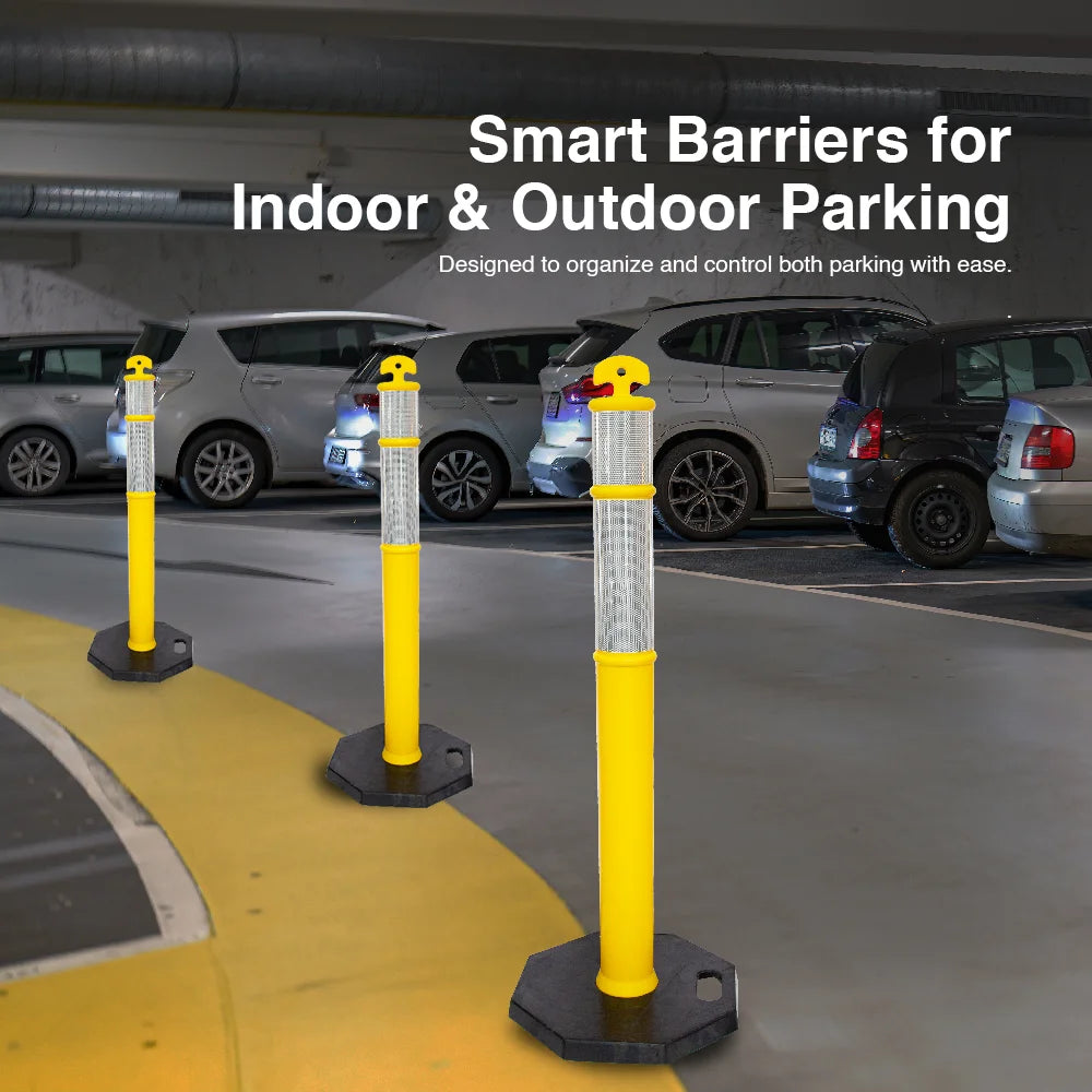 110CM Delineator Post with T-Top | Yellow Traffic Bollard with Rubber Base