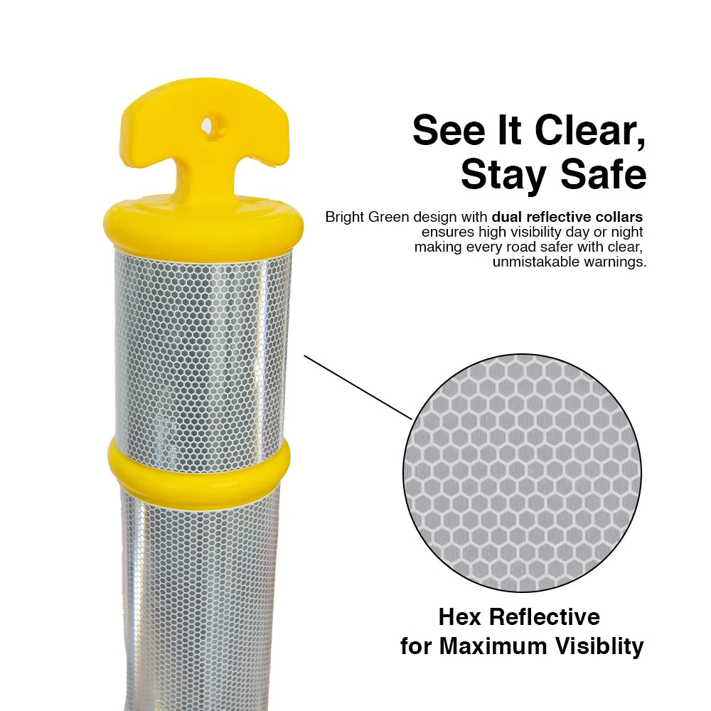 110CM Delineator Post with T-Top | Yellow Traffic Bollard with Rubber Base