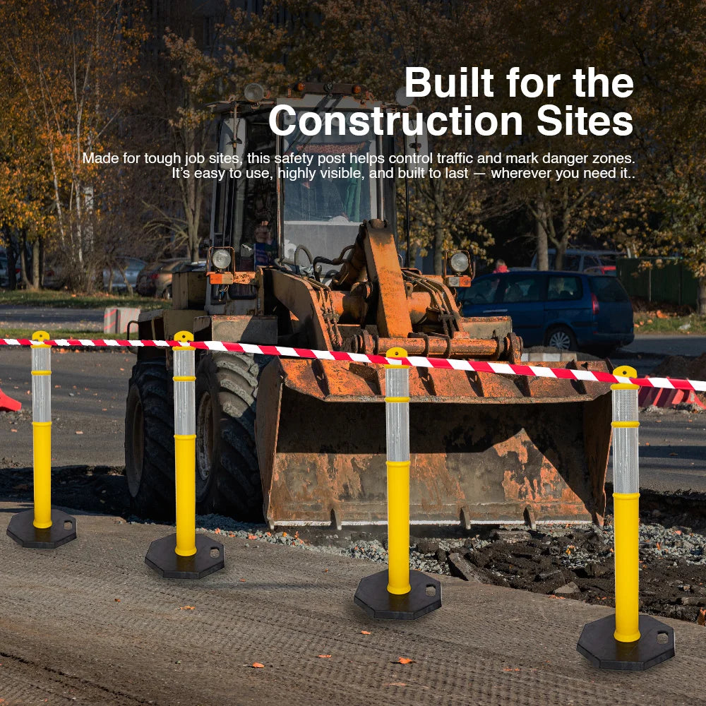 110CM Delineator Post with T-Top | Yellow Traffic Bollard with Rubber Base