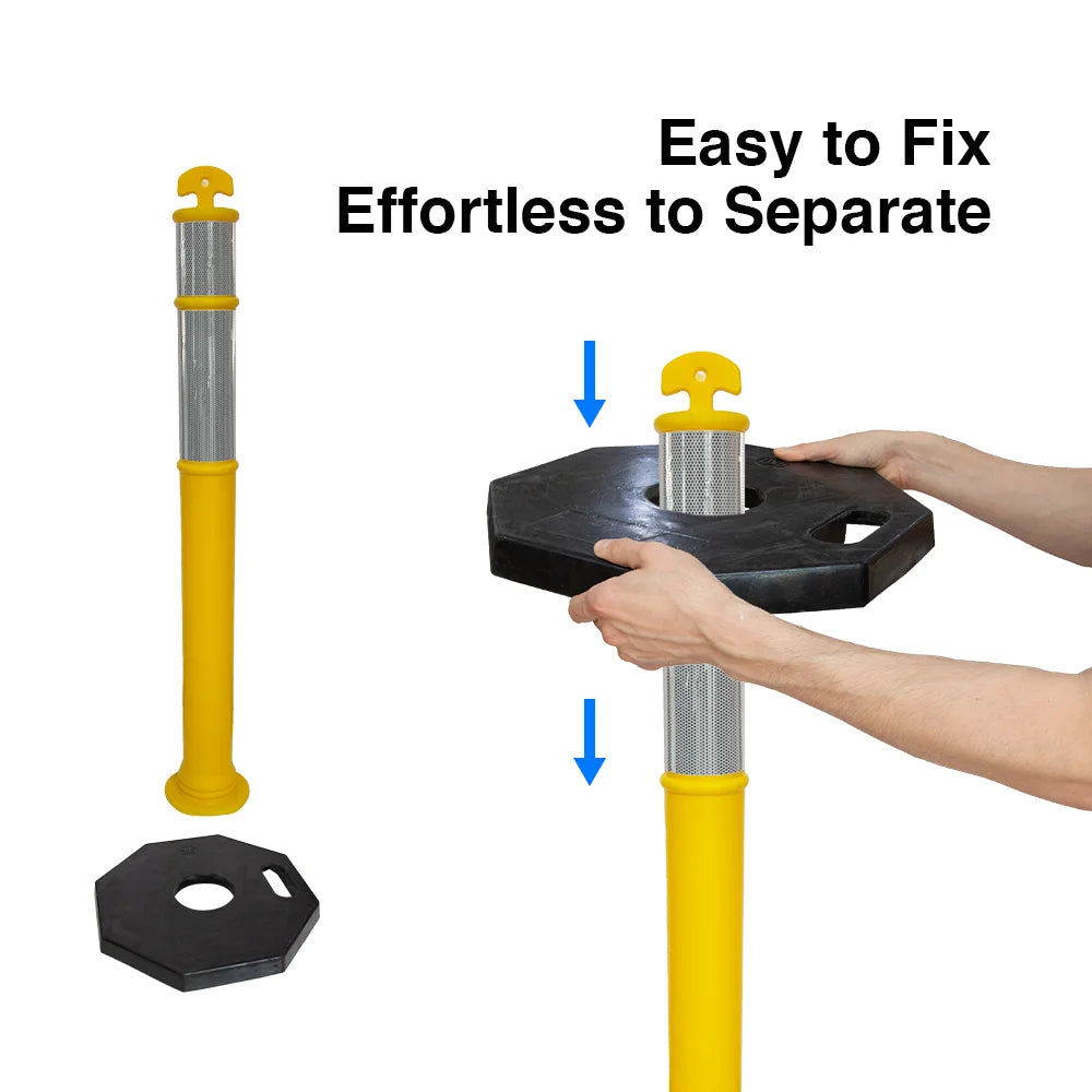110CM Delineator Post with T-Top | Yellow Traffic Bollard with Rubber Base