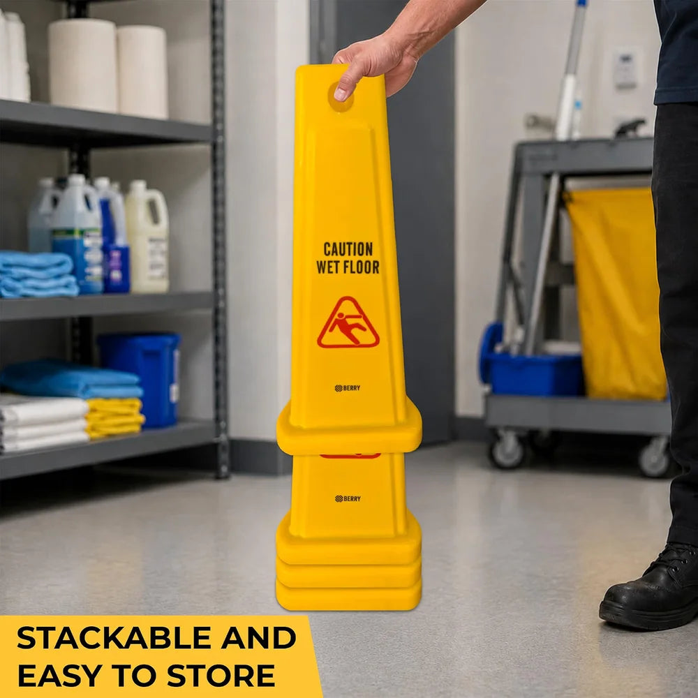Berry 65CM Yellow Caution Wet Floor Cone