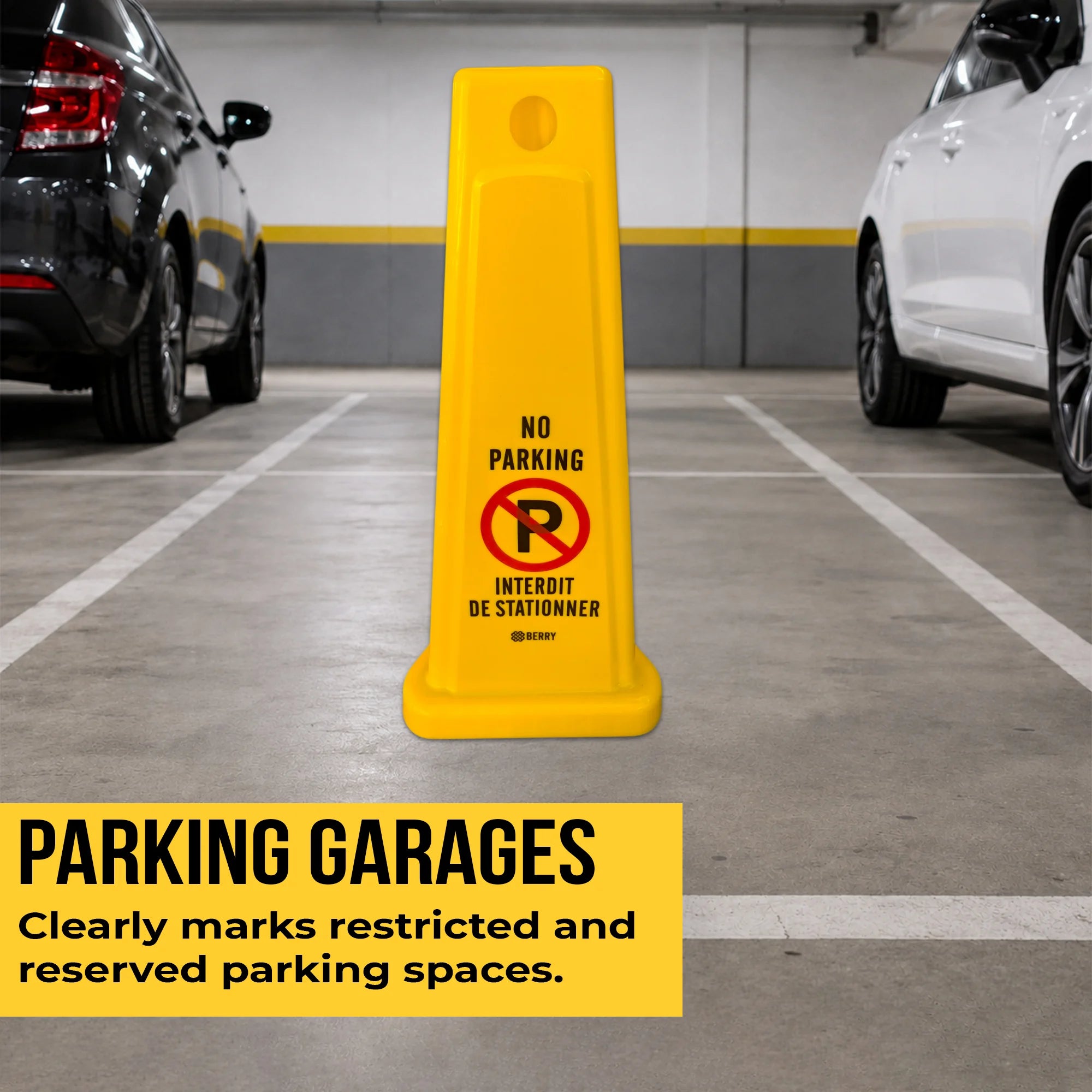 65cm yellow no parking traffic sign cone for vehicle access management