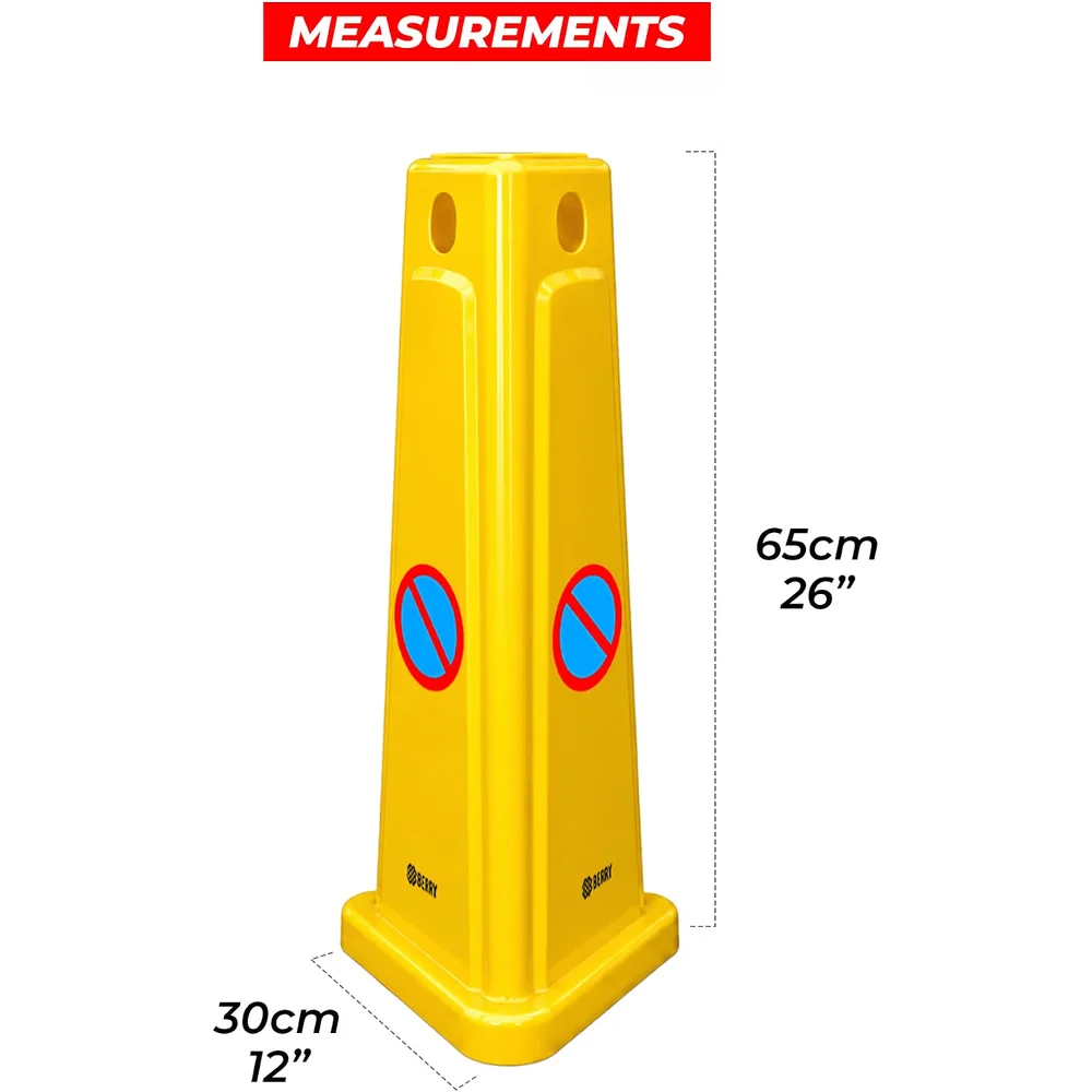 Berry Yellow No Waiting Cone Sign 65CM