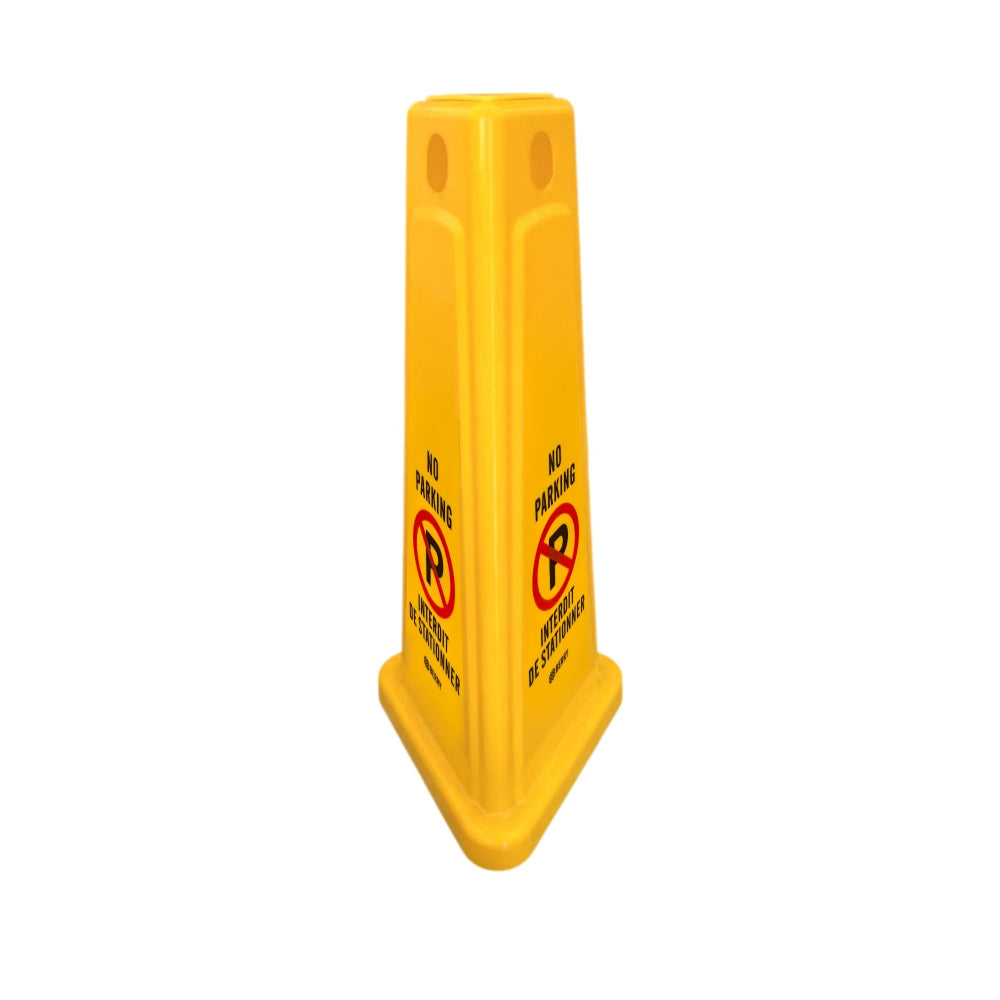 65cm yellow triangular no parking sign cone for restricted parking areas